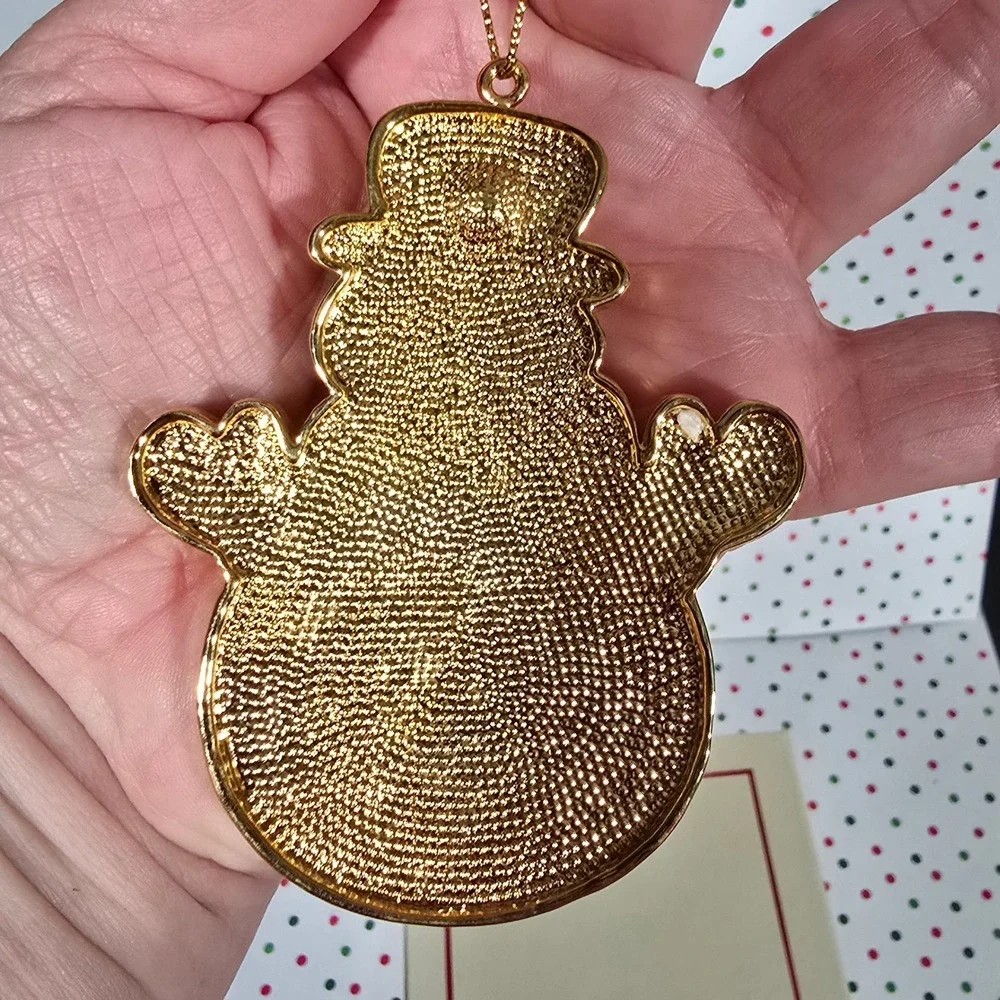 Danbury Mint 2010 Snowman Christmas Ornament Crystals‎ Enamel Gold Tone